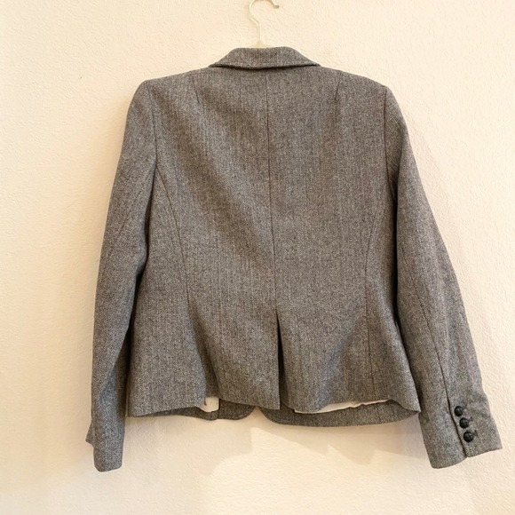 Banana Republic Petite Wool Blend Herringbone Blazer Jacket Gray Size 12 - Picture 8 of 13